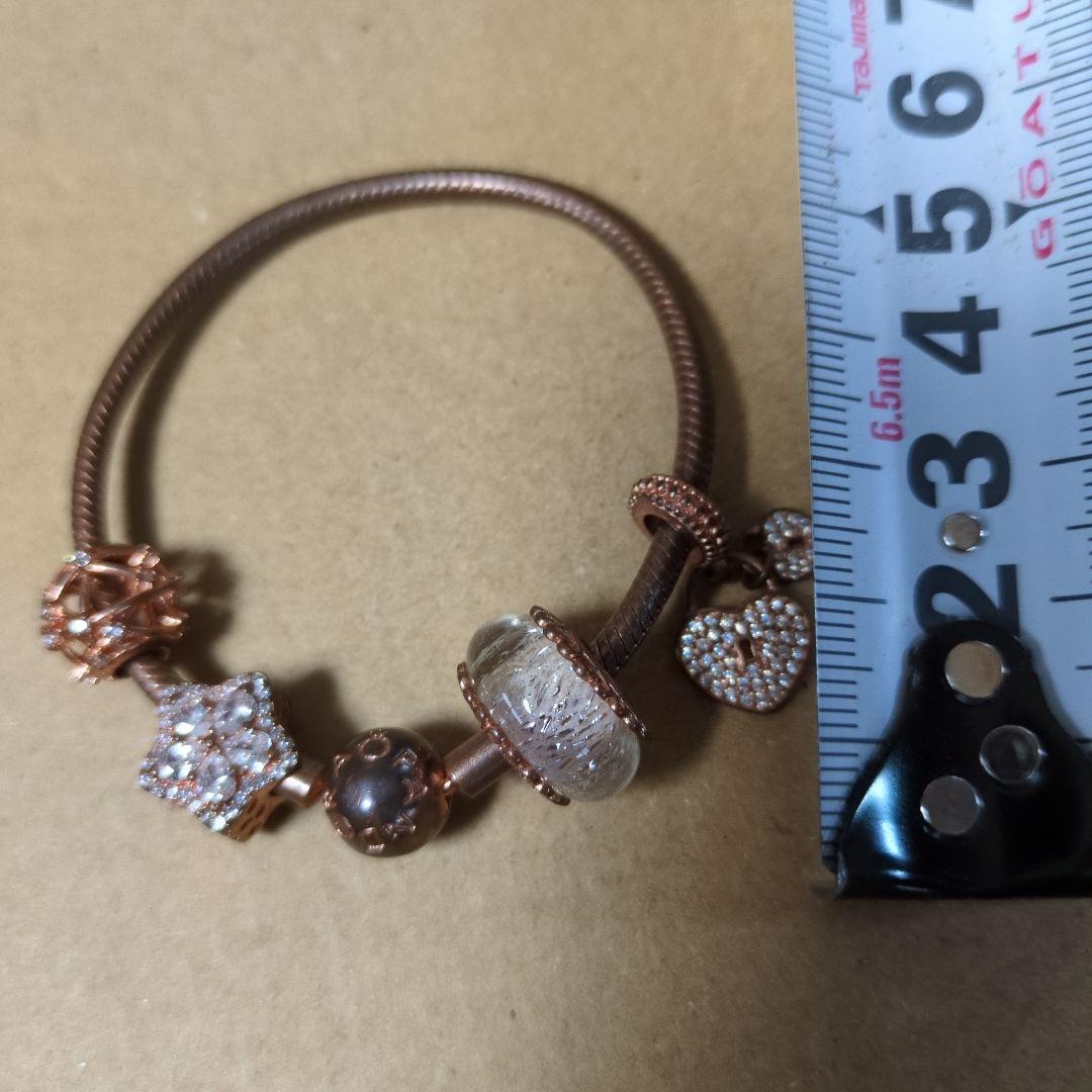 pandora ローズゴールド ビーズ ハートチャーム ブレスレット