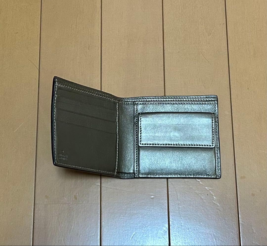 【GUCCI グッチ シマ レザー オリーブグリーン 二つ折り財布】