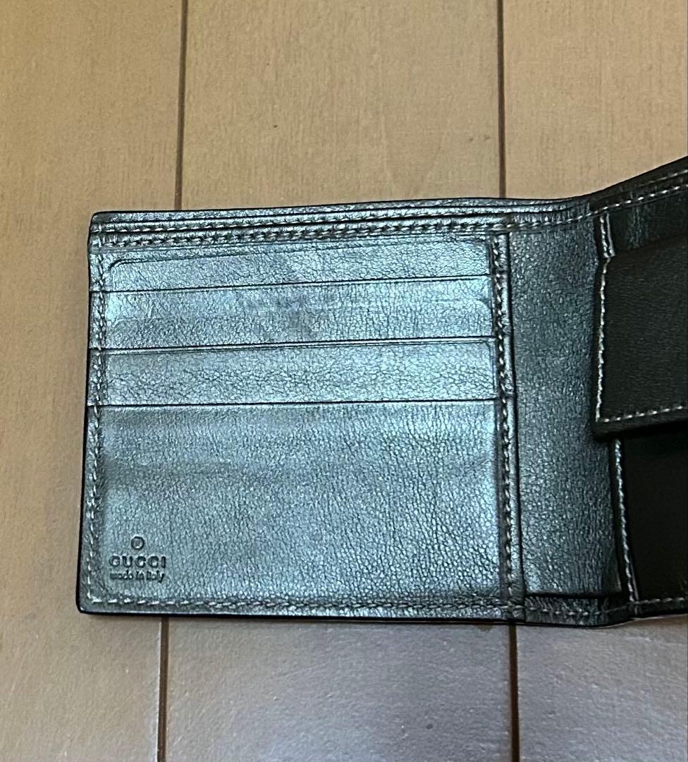 【GUCCI グッチ シマ レザー オリーブグリーン 二つ折り財布】