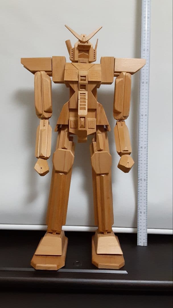 手作り木工・木製可動式ロボット(材料　ヒノキ材素地仕上げ)