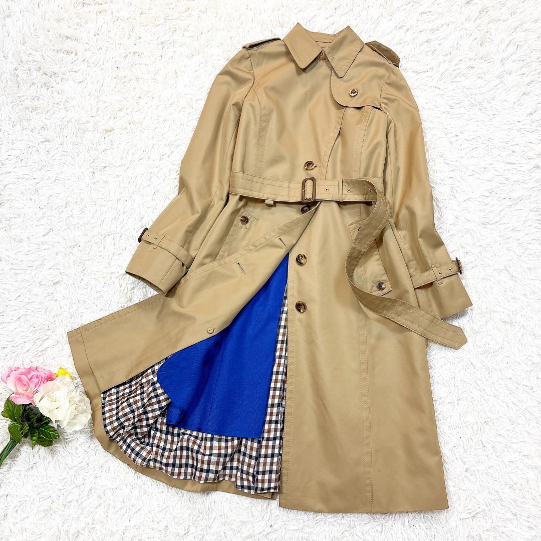 レアモデル希少サイズ10【極美品】アクアスキュータム トレンチコート 青ライナー