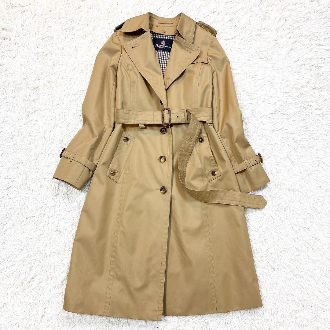 レアモデル希少サイズ10【極美品】アクアスキュータム トレンチコート 青ライナー