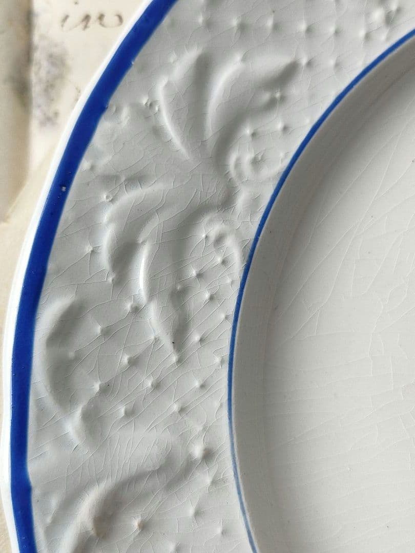 美品　19世紀　Bordeaux レリーフ　平皿　フランスアンティーク