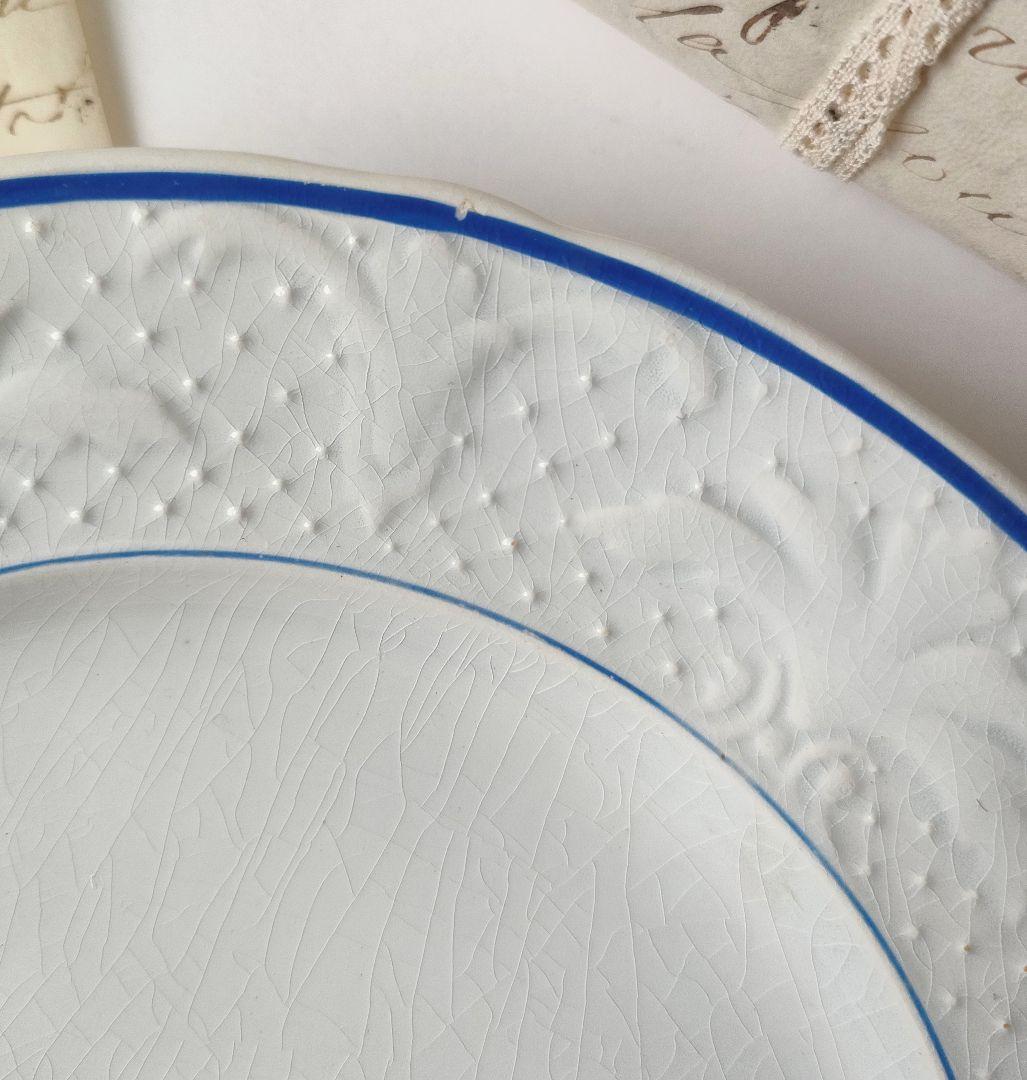 美品　19世紀　Bordeaux レリーフ　平皿　フランスアンティーク