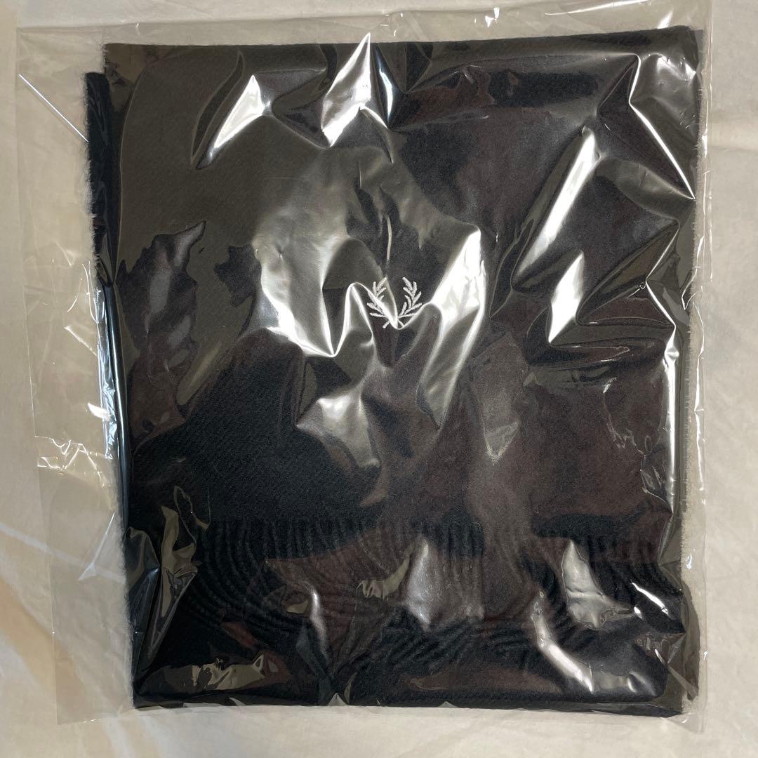 Fred Perry ネイビーマフラー フリンジ付き