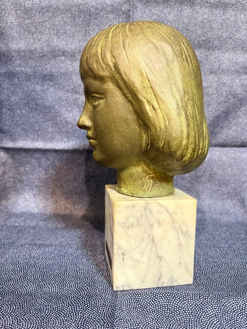 ⭐︎青⭐︎彫刻家 船越保武 少女 頭像　Y.FUNAKOSHI ブロンズ像