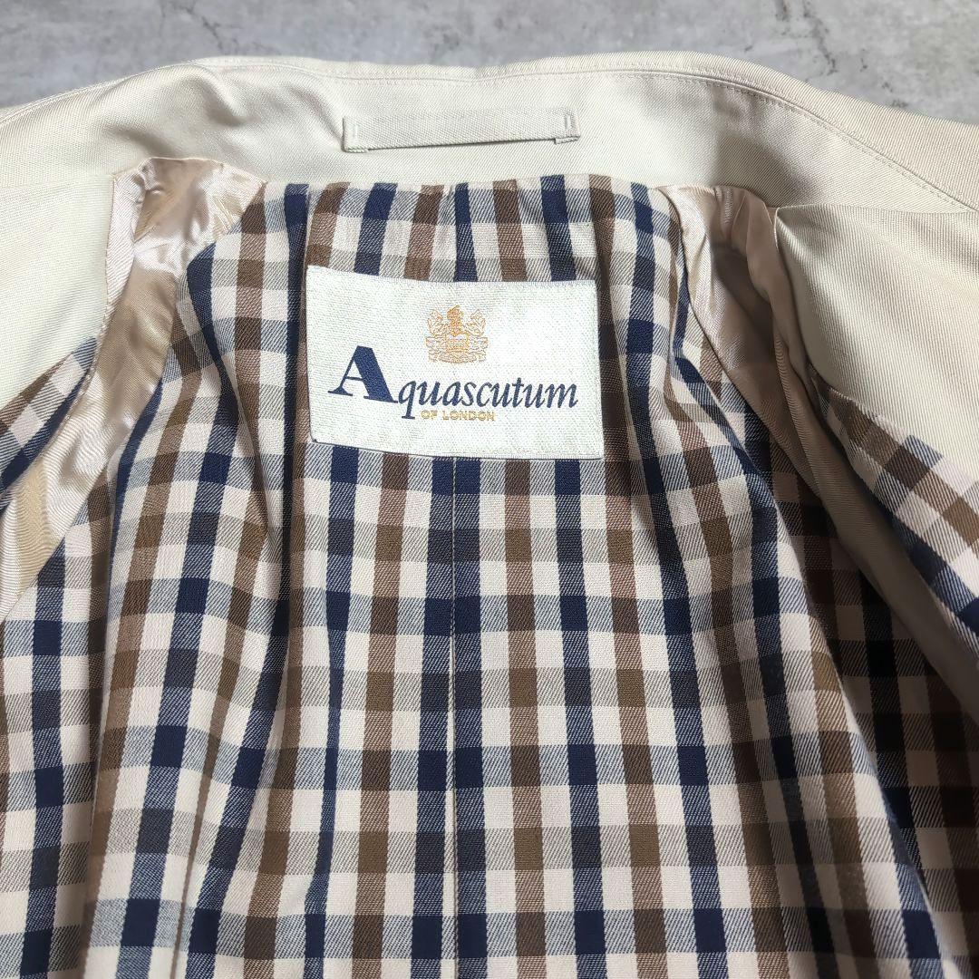 【希少】アクアスキュータム 袖ユニオンジャック ステンカラーコート 裏地チェック