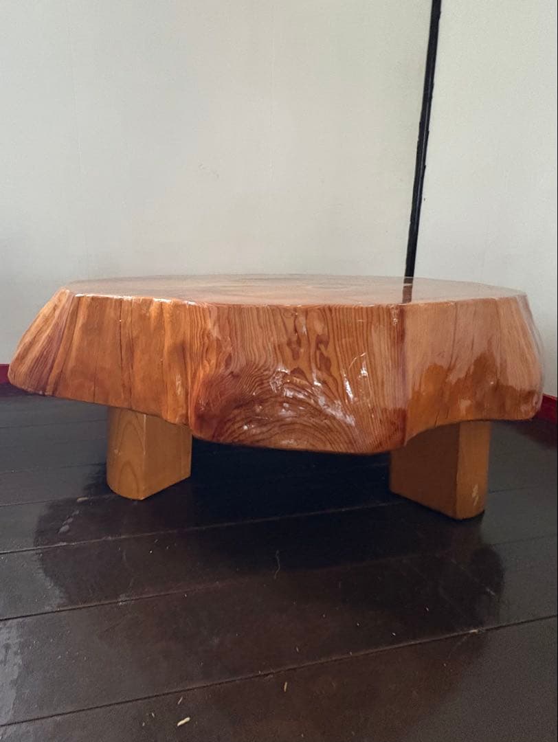 天然木 丸型座卓 約80cm