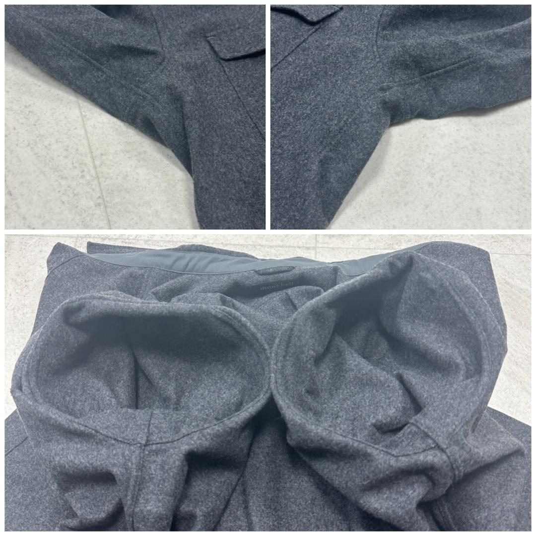 美品 XL【mont-bell】ウールマウンテンシャツ 長袖 ロゴボタン グレー