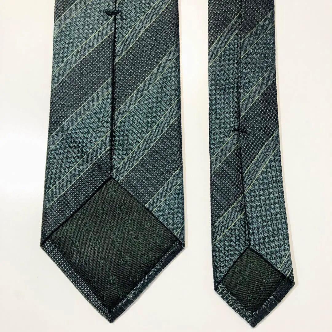 GUCCI ネクタイ ストライプ柄 ダークグリーン