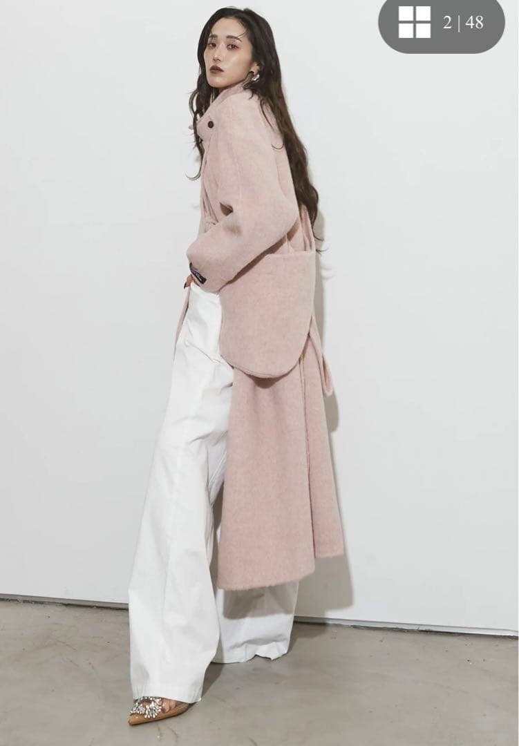 〈もりぴ〉【新品未使用】￼Andrea&co ペールウールコート　ピンク