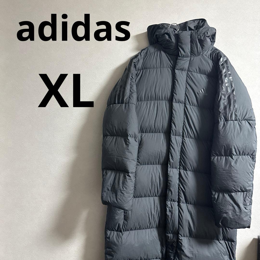 トロトロ　adidas アディダス　ブラックロング ライトダウンコート