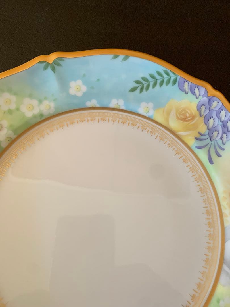 希少品　大倉陶園　花園　プレミアムブルー　ミート皿　6枚セット