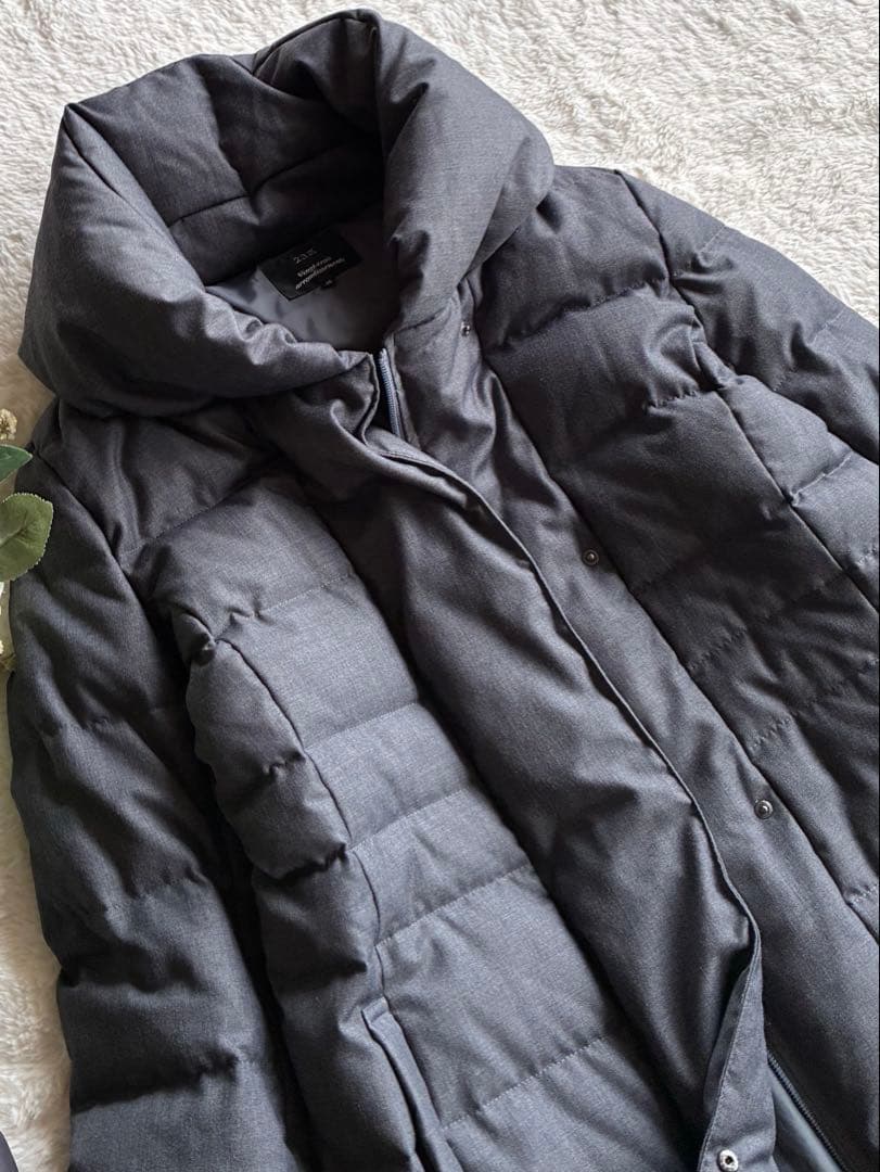 ✨23区✨ロングダウンコートサイズ40 ダウンフード付きチャコールグレー 通勤✨