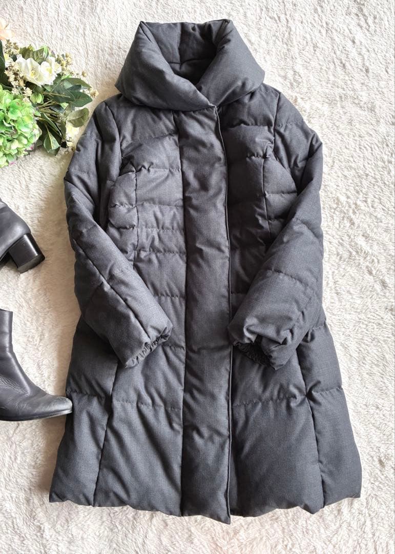 ✨23区✨ロングダウンコートサイズ40 ダウンフード付きチャコールグレー 通勤✨