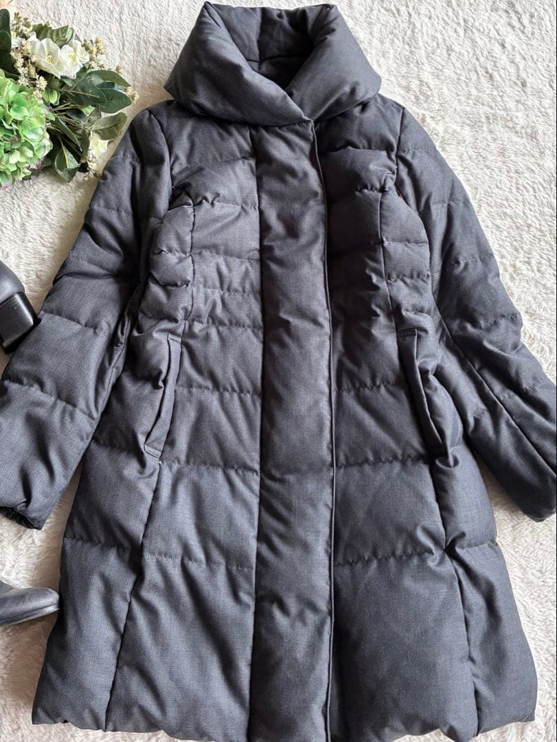 ✨23区✨ロングダウンコートサイズ40 ダウンフード付きチャコールグレー 通勤✨