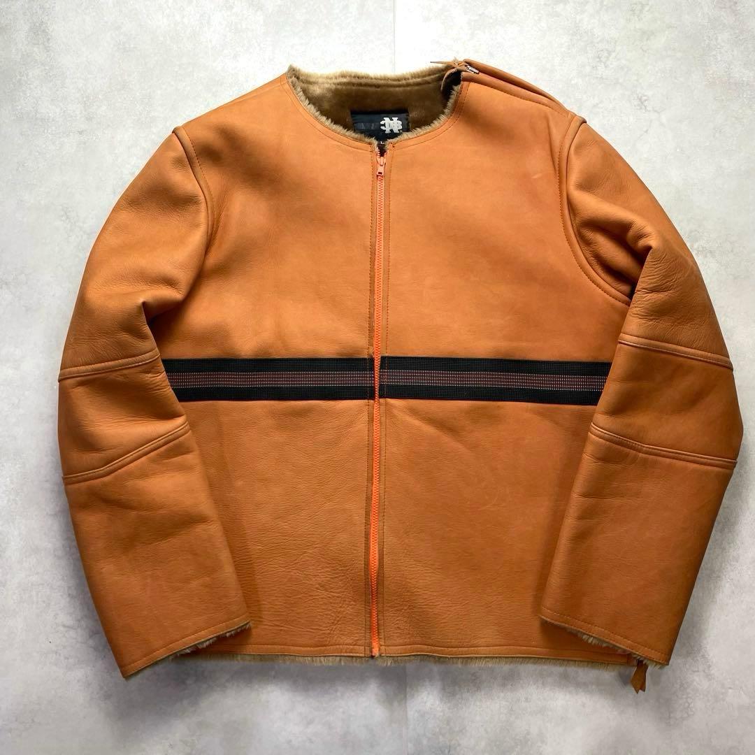 希少XL相当/上野商会 牛革 ムートンジャケット キャメル 本革ライダース