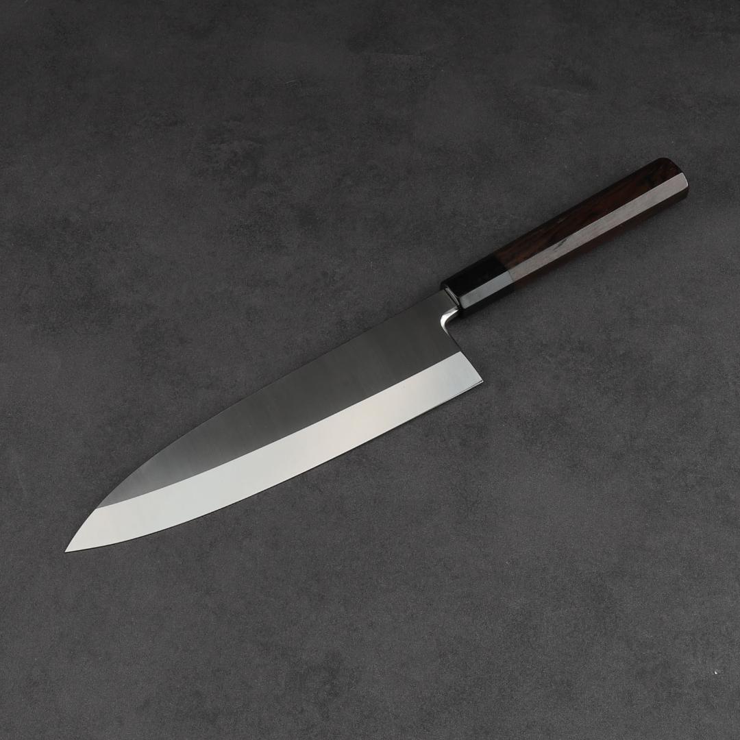 7179 左利き用 大出刃包丁 8寸 刃渡り240 刺身包丁 黒檀黒水牛角八角柄