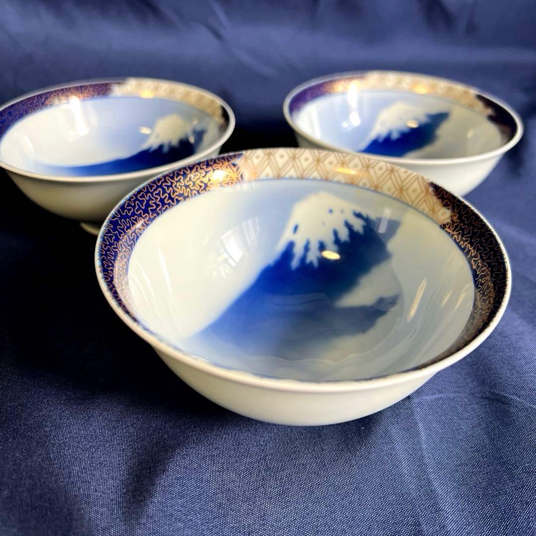 深川製磁　飯碗　富士山　未使用保管品　夫婦茶碗 3碗
