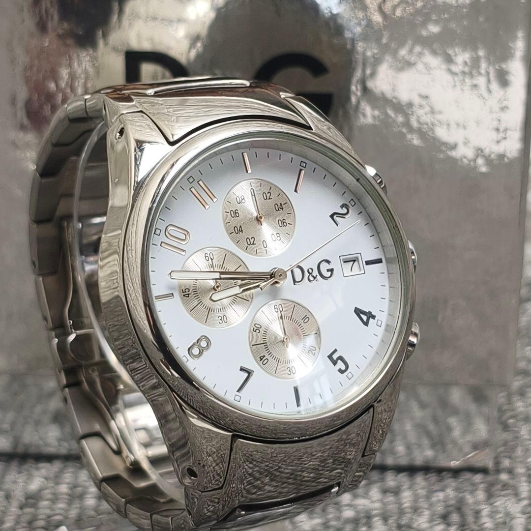 ♥️ 動作品 D&G クロノグラフ 時計 シルバー SANDPIPER ホワイト
