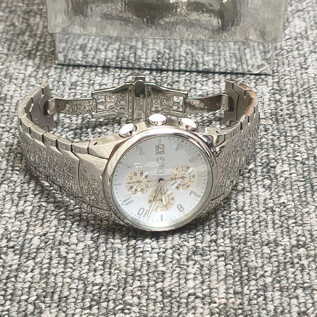 ♥️ 動作品 D&G クロノグラフ 時計 シルバー SANDPIPER ホワイト