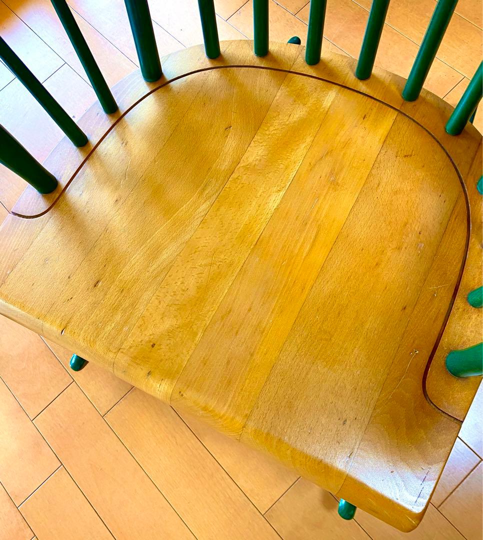 飛騨産業　ロッキングチェア　グリーン　ナチュラル　希少カラー　塗装はがれ傷あり