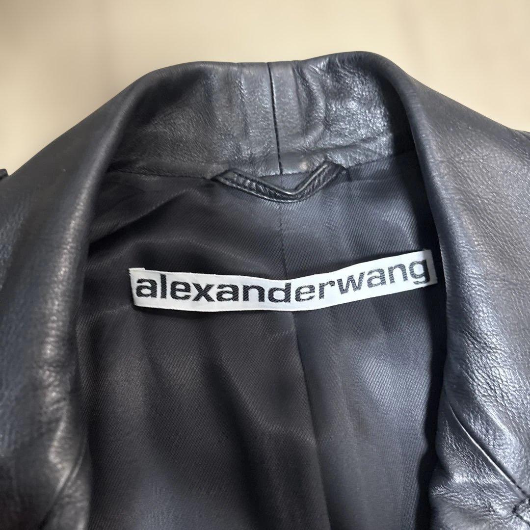 alexanderwang ブラック レザーダブルライダースジャケット