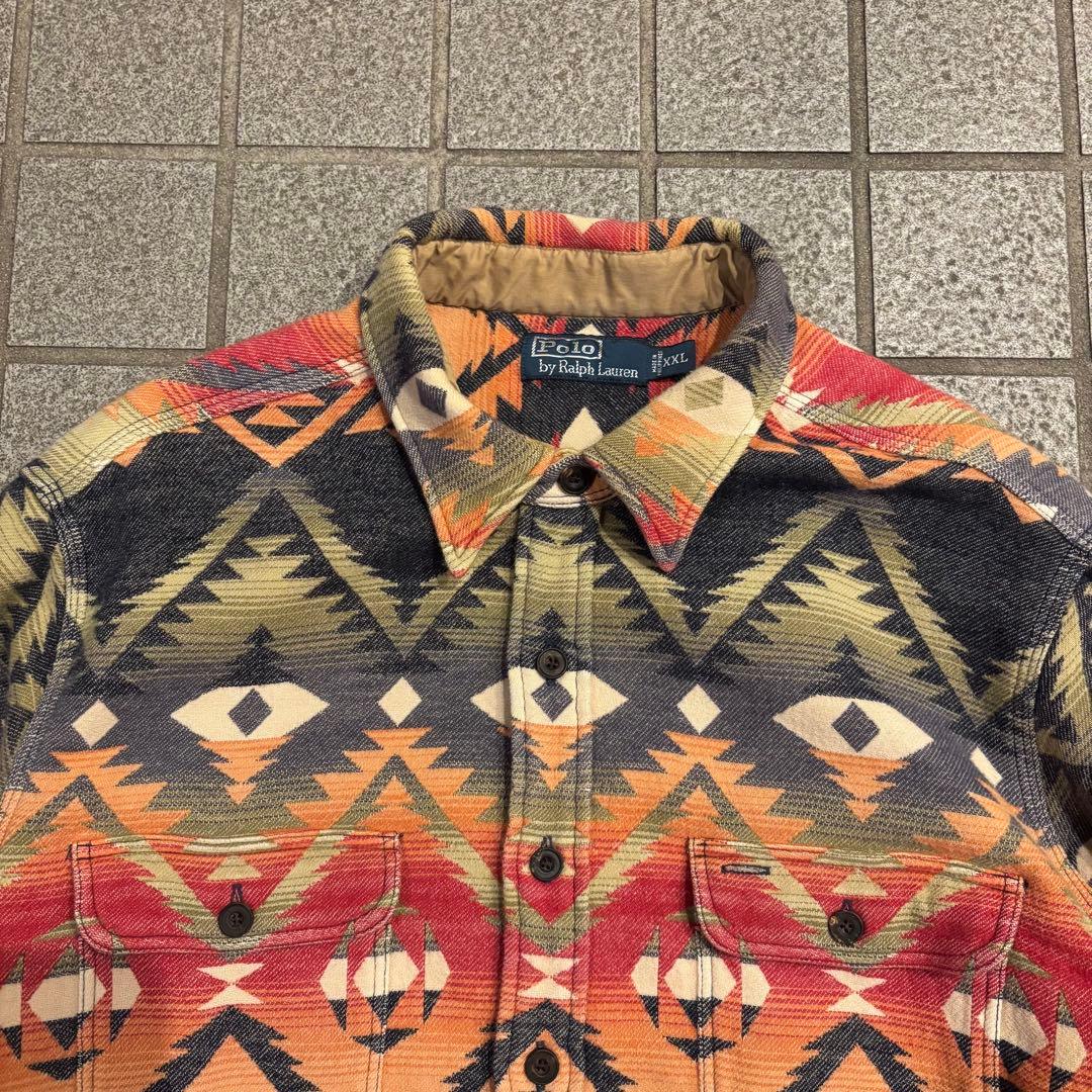 【希少】ラルフローレン ネイティブ柄 ネルシャツ XXL