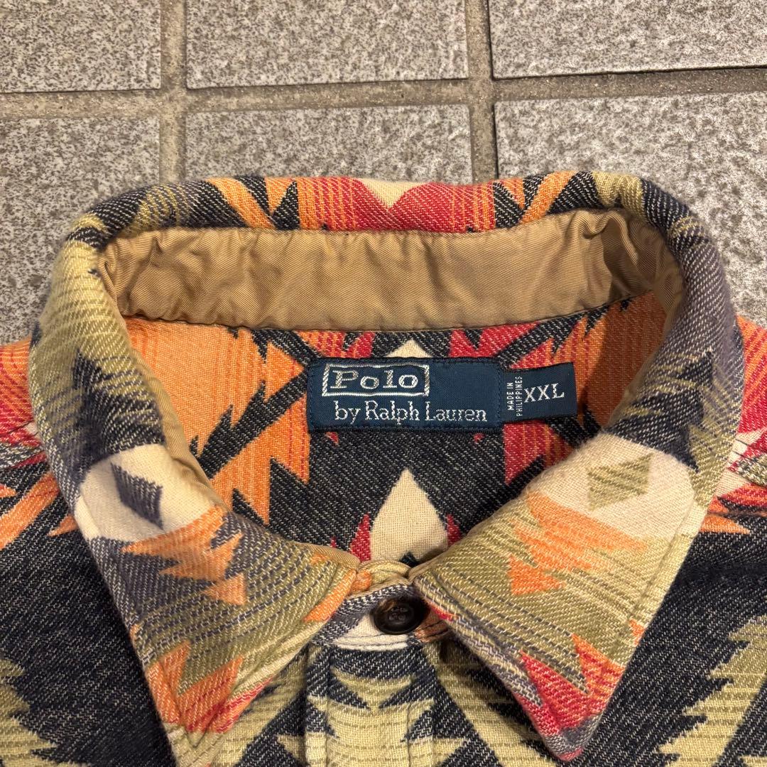 【希少】ラルフローレン ネイティブ柄 ネルシャツ XXL