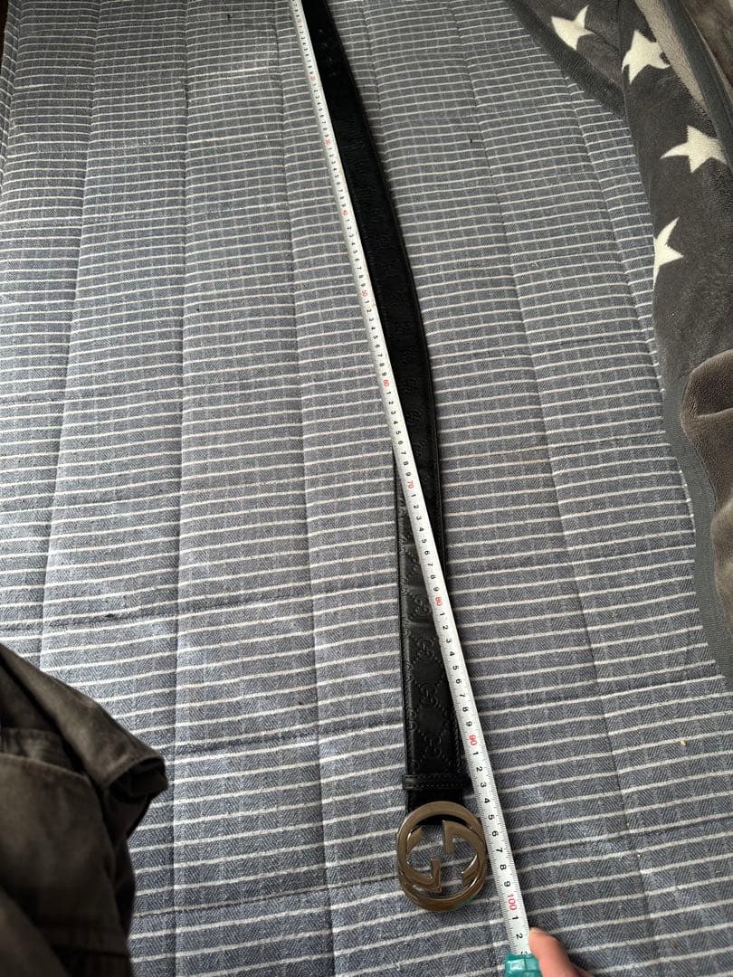 GUCCI ブラックレザー ベルト ダブルGロゴ