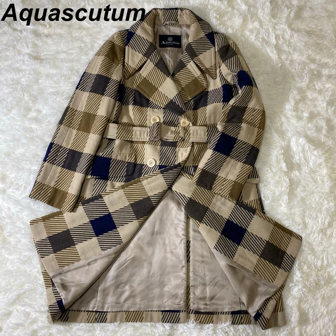 Aquascutum アクアスキュータム ウール トレンチコート チェック 7F