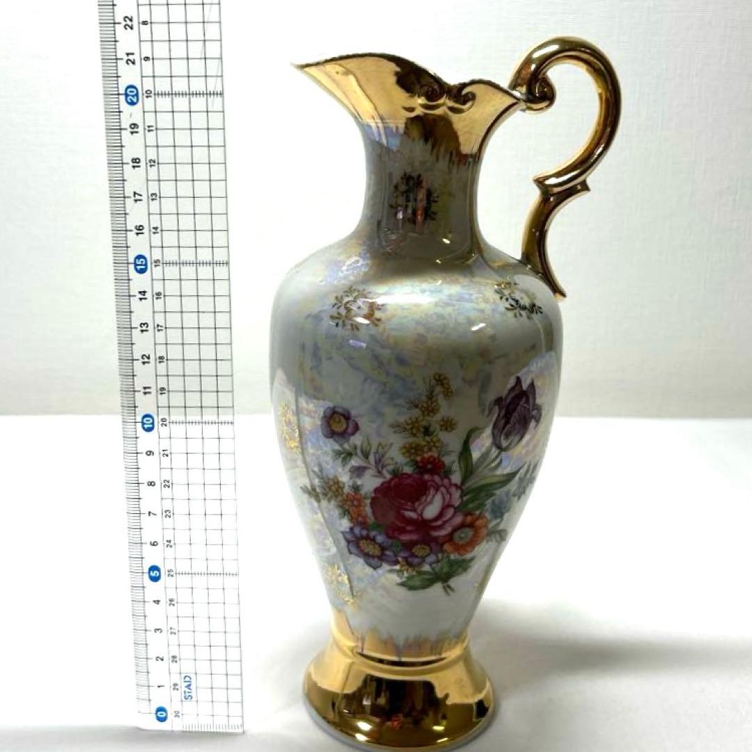 花柄 陶器 ピッチャー 水差し 花瓶