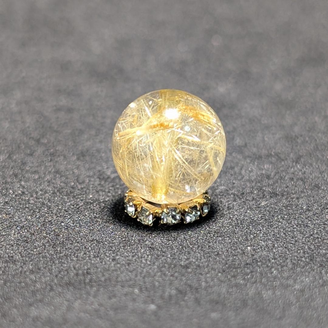 一点物【惹き込まれる世界】タイチンルチル 10ミリ 1粒売り 貫通穴あり