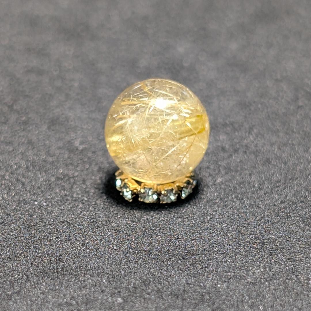 一点物【惹き込まれる世界】タイチンルチル 10ミリ 1粒売り 貫通穴あり