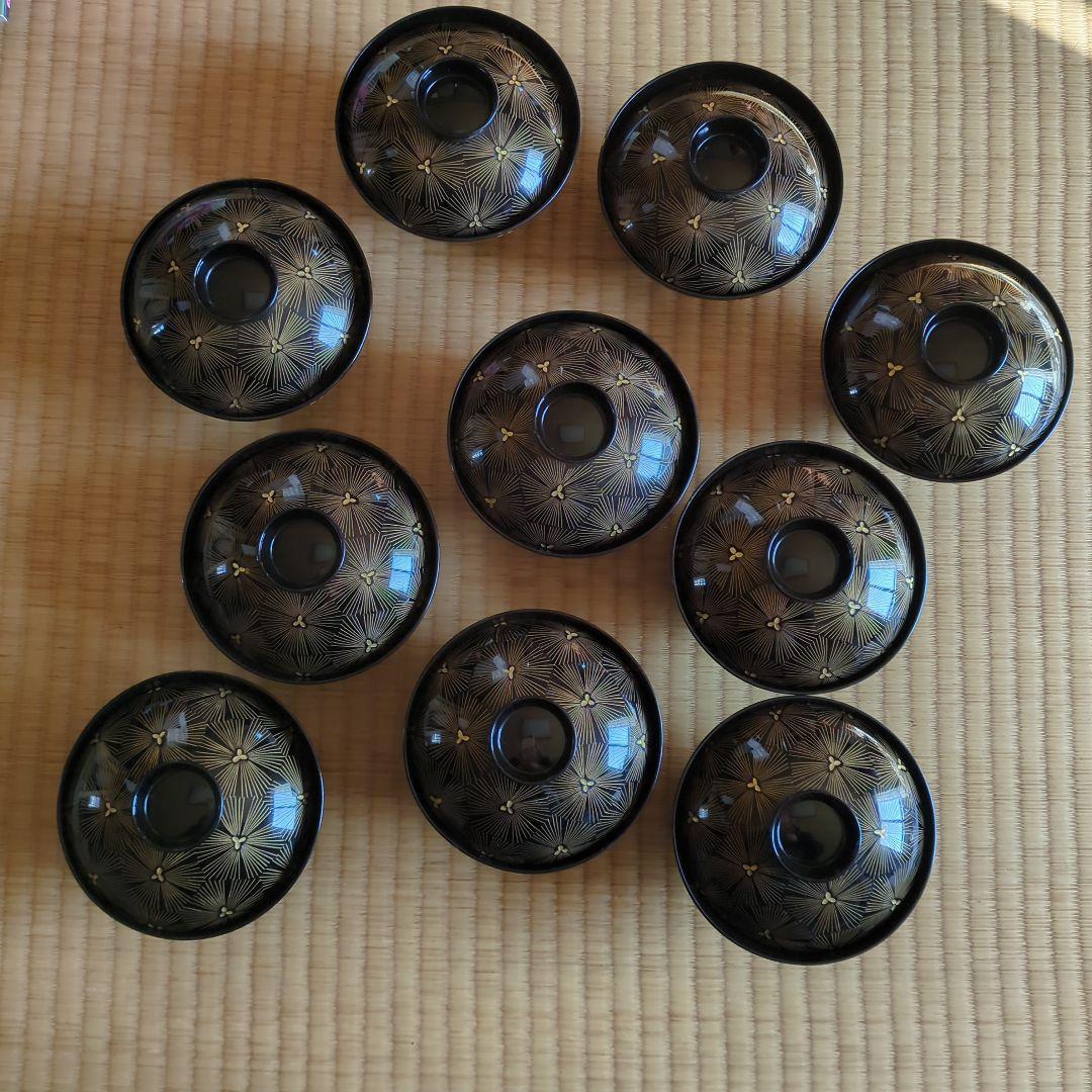 特撰　輪島塗　沈金付き吸物椀　10点