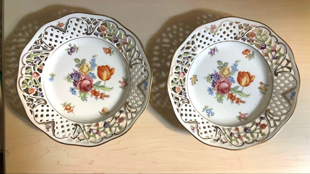 希少　ドレスデンフラワー　シューマンババリア　プレート　2枚セット
