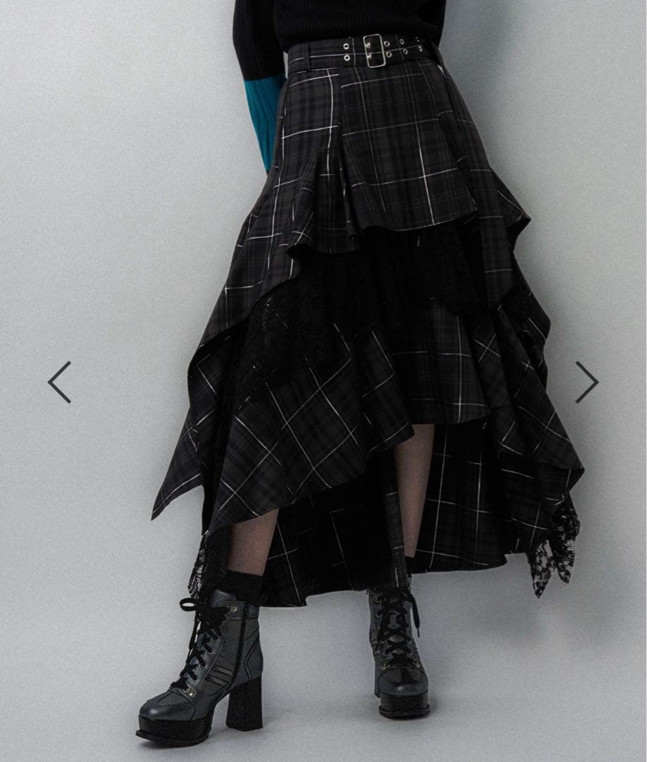ハレ　HARE タータンチェック　ティアードスカート