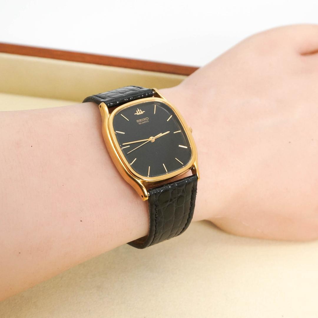 稼働 SEIKO 腕時計 ヴィンテージ 80年代 ブラック メンズ 2879