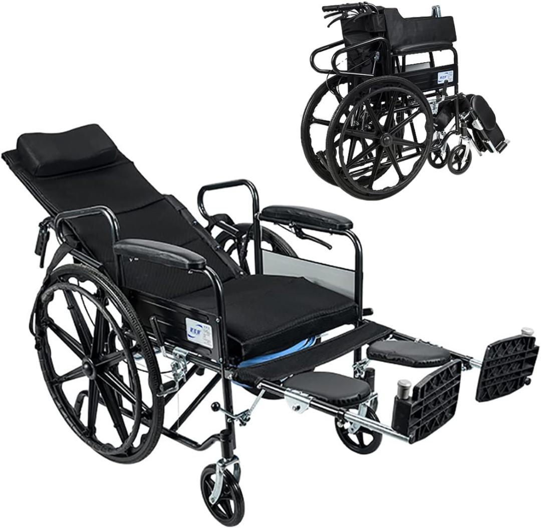 【開封・未使用】 車椅子 リクライニング 折りたたみ 介助&自走 black ②