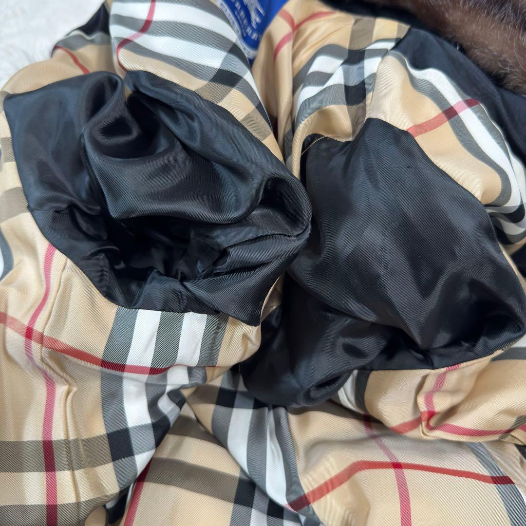 バーバリーブルーレーベル ダウンコート フォックス ファー ノバチェック