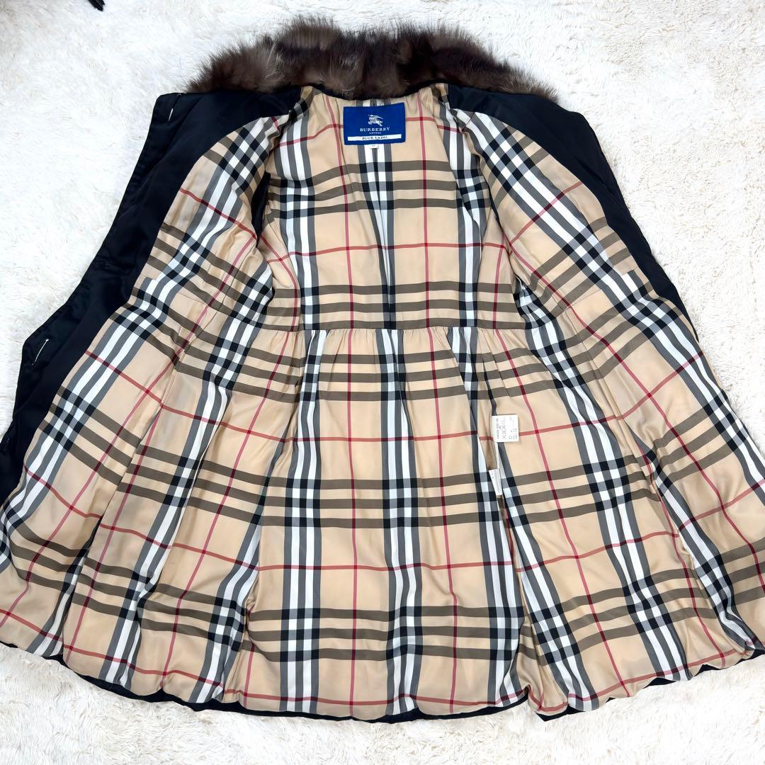 バーバリーブルーレーベル ダウンコート フォックス ファー ノバチェック