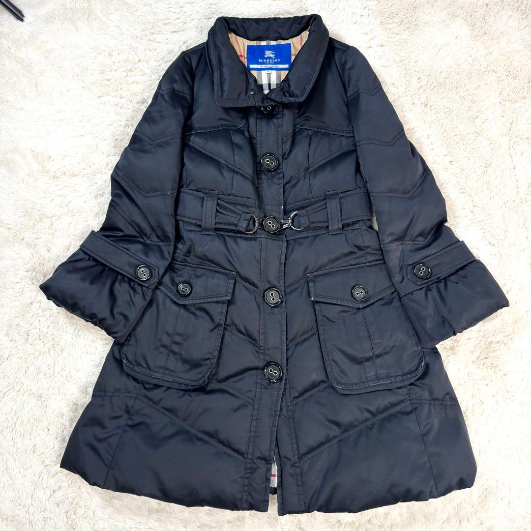 バーバリーブルーレーベル ダウンコート フォックス ファー ノバチェック