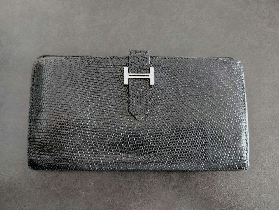 HERMES エルメス 長財布 ベアン リザード