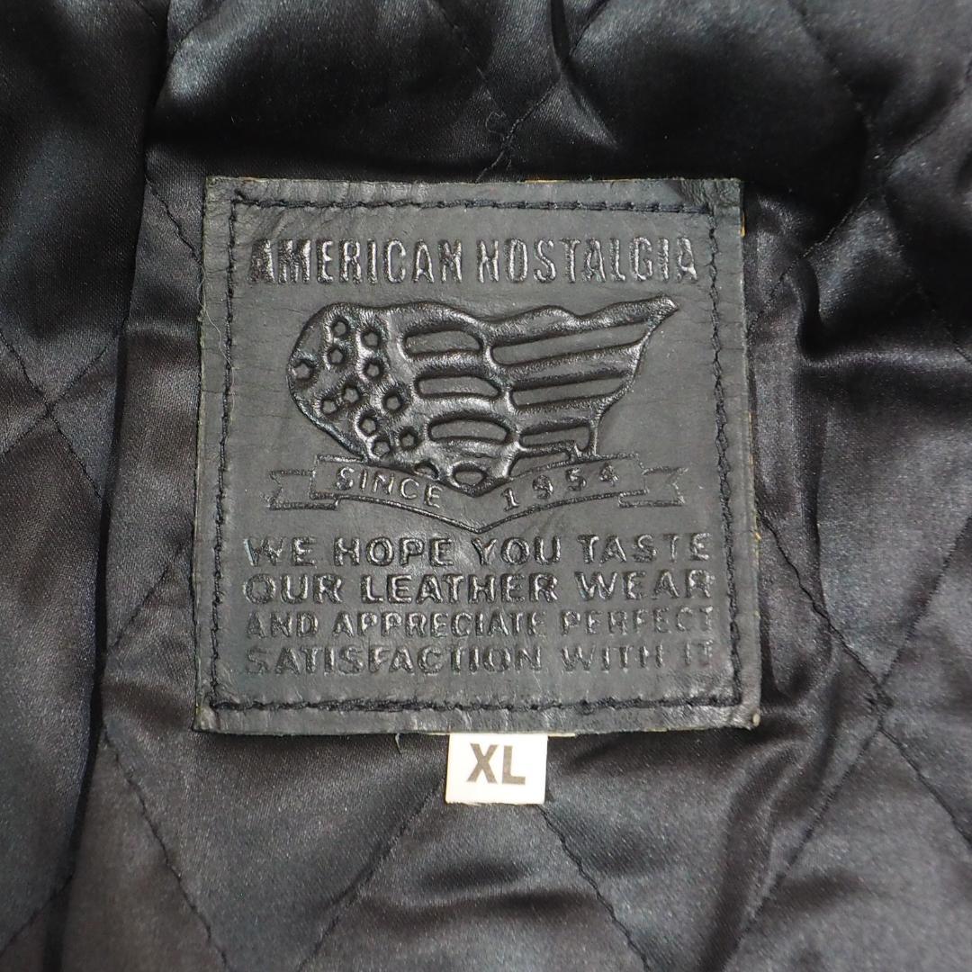 アメリカンノスタルジア ライダースジャケット 本革 ブラック 肉厚レザー XL