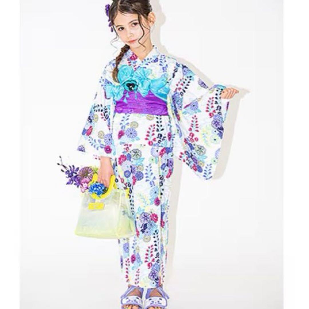 アナスイミニ　レトロ花柄浴衣　150