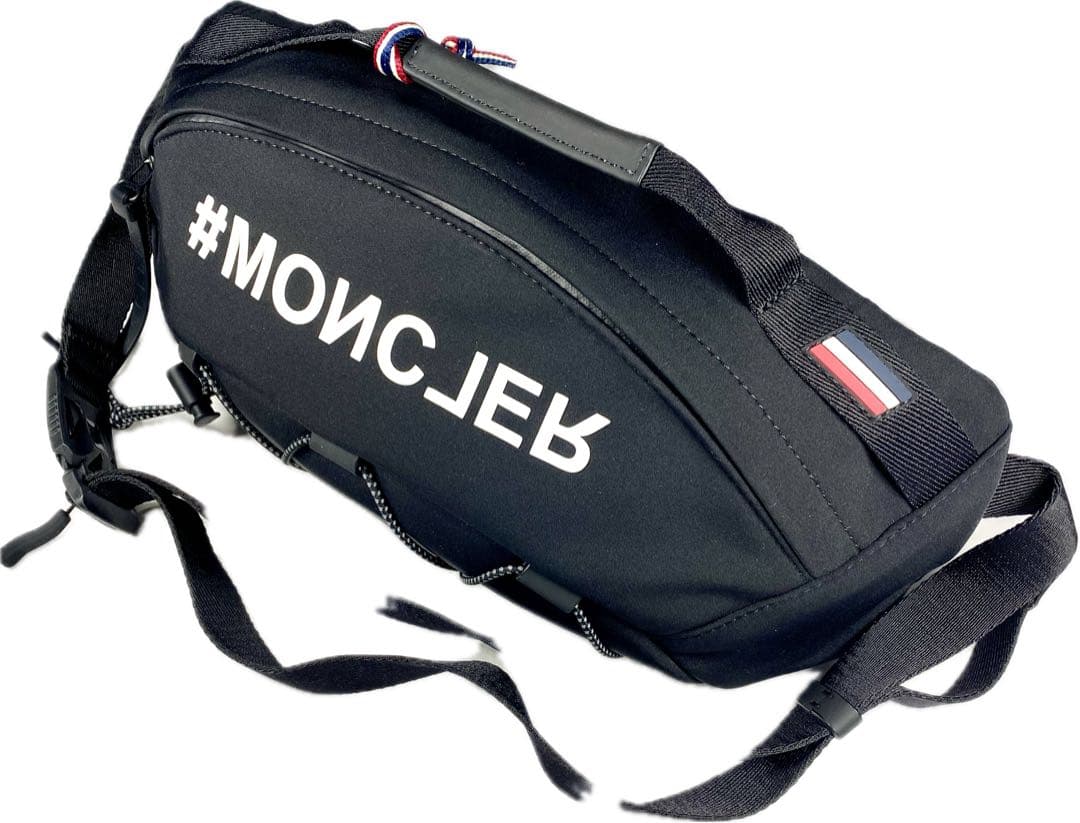 【最高峰ライン/新品】モンクレール ボディバッグ 黒 ビッグロゴ 正規品