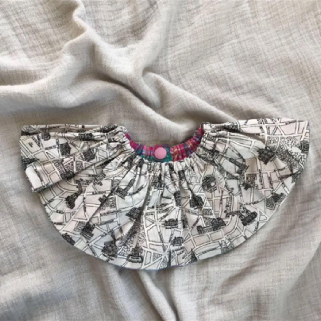 ★ピンクチェック×地図★ ハンドメイド リバーシブル スタイ オシャレ