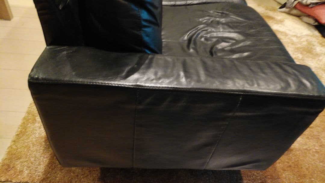 無印良品 ソファー　ブラック レザー 本革 2人掛け 3人掛け 黒 ソファ