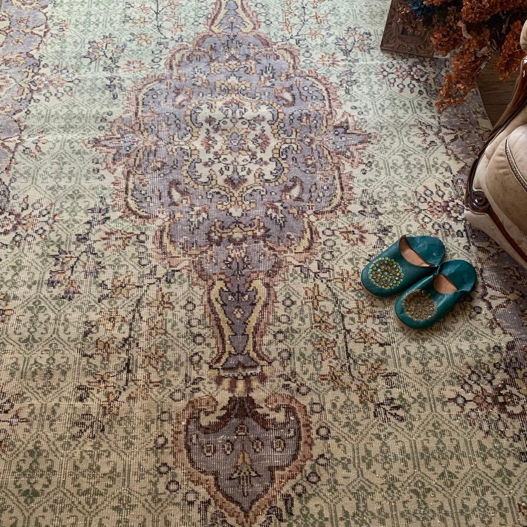 超超大判 3m 300×162 メダリオン　モスグリーン　トルコヴィンテージラグ