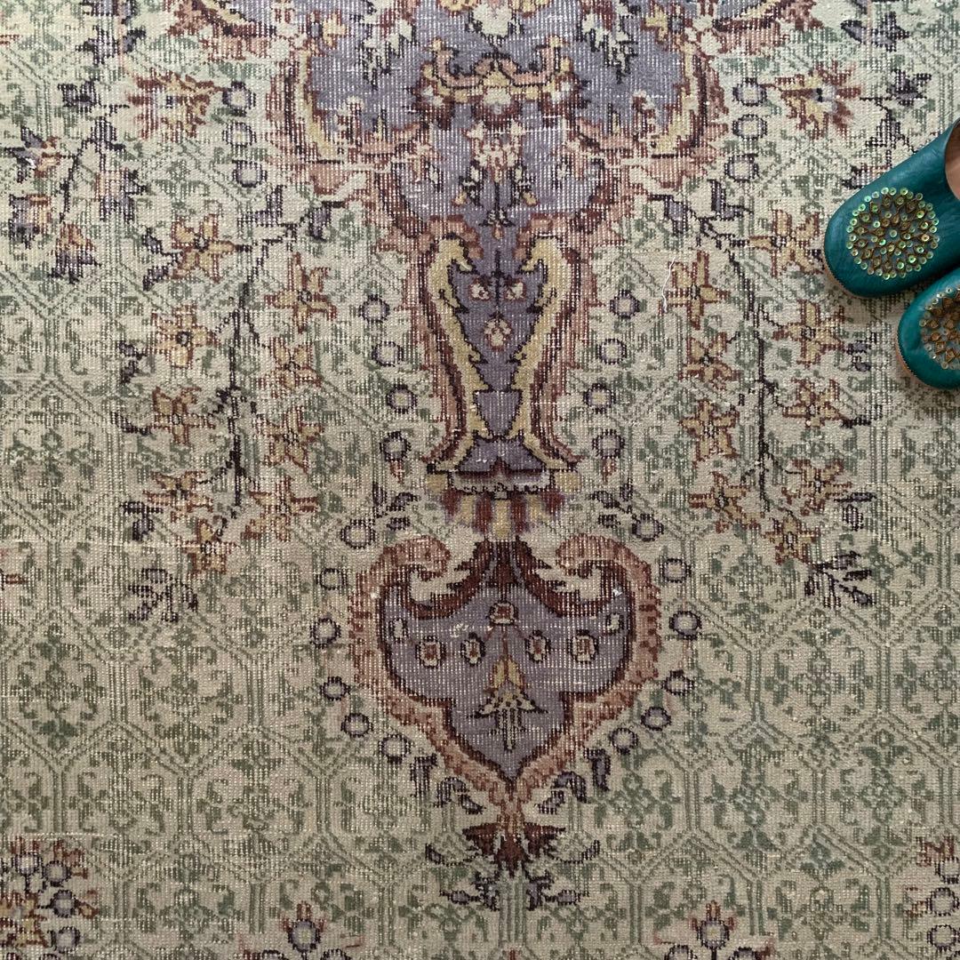 超超大判 3m 300×162 メダリオン　モスグリーン　トルコヴィンテージラグ